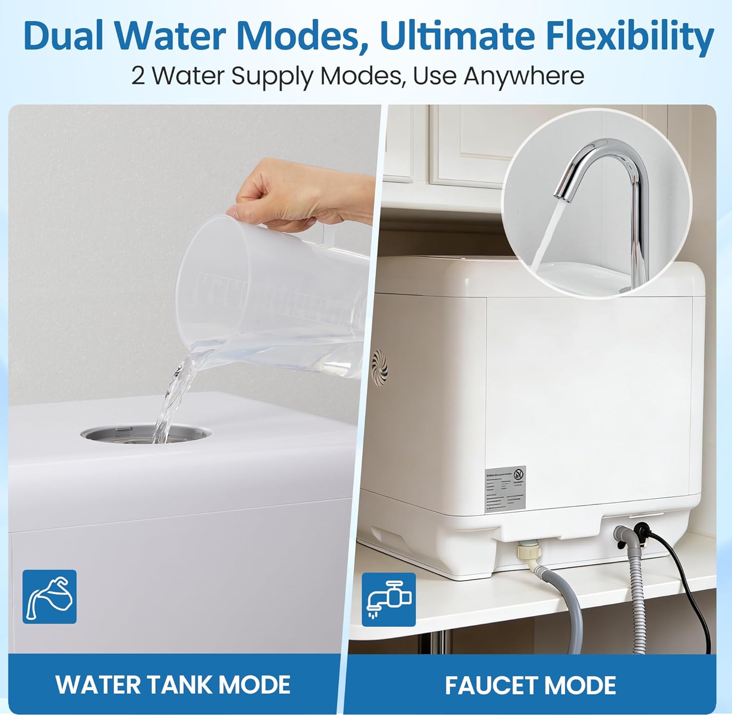18" Portable Countertop Dishwasher with 152OZ Water Tank, 6 Preset Mode, Dishwasher Machine fits up to 12" plates, Energy Star, 12H Delay Start, Small Dish Washer for Dorm RV&Apartment