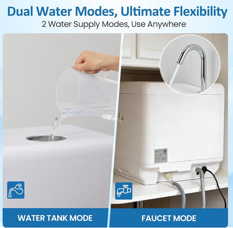 18" Portable Countertop Dishwasher with 152OZ Water Tank, 6 Preset Mode, Dishwasher Machine fits up to 12" plates, Energy Star, 12H Delay Start, Small Dish Washer for Dorm RV&Apartment