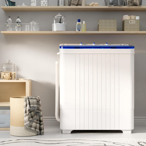 Superday Portable Washing Machine with Longer Hose, 28 Lbs Compact Mini Washer and Dryer Combo,Twin Tub Washing Machine Laundry Compact Washer spinner Combo for Apartments RVs and Dorms(Blue)