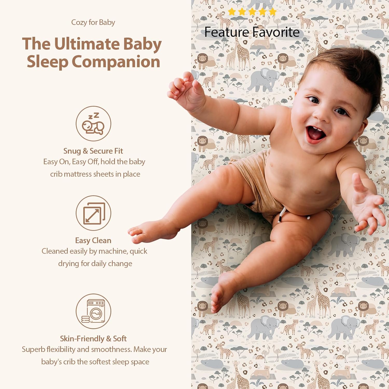 Unnivoll Baby Bassinet Sheets Girl Boy, Fitted Bassinet Sheet Set 3 Pack Bassinet Mattress Sheets Universal Fit for Rectangle, Round, Oval, Hourglass Mattress, Soft Breathable Elephant