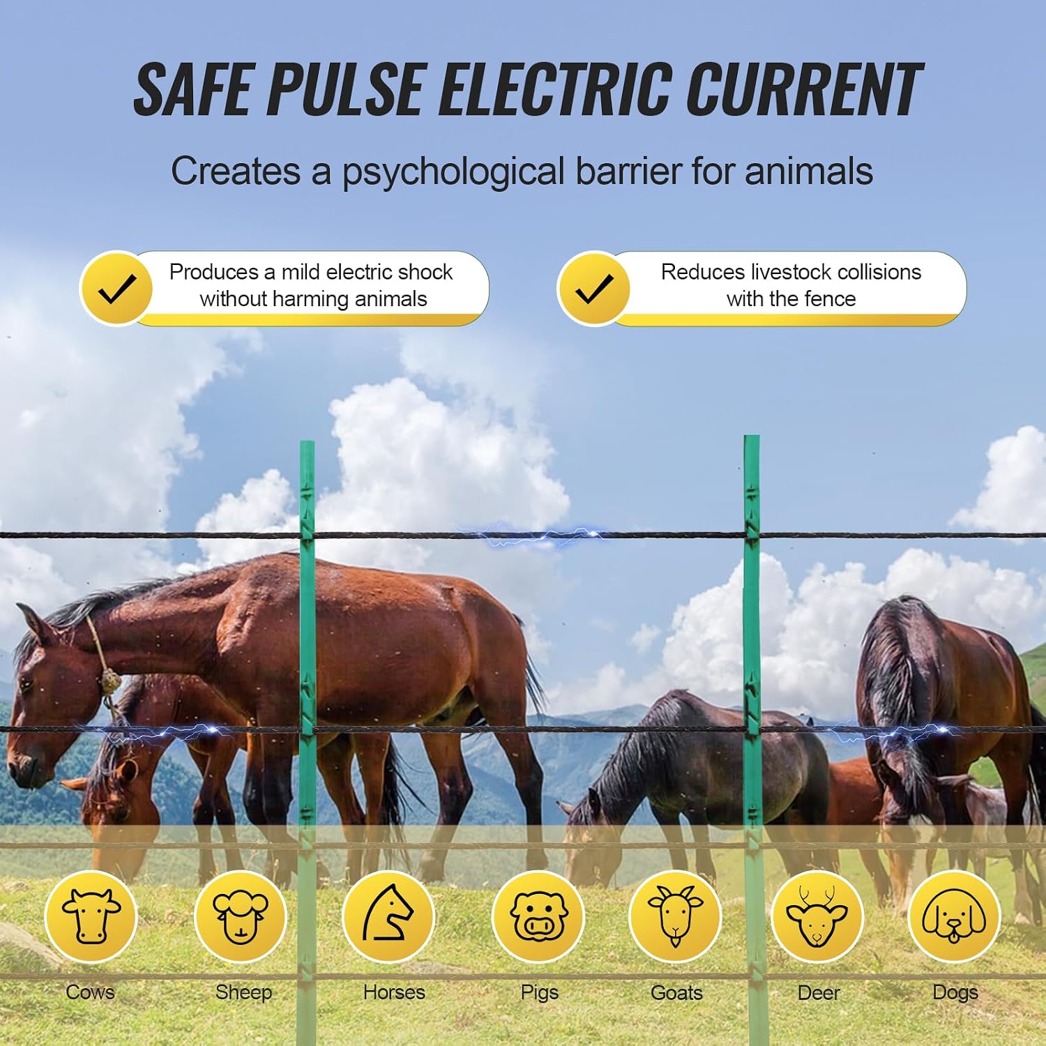 VEVOR Electric Fence Wire, 1000Ft 305M Portable Polywire, 1/4" Diameter 2 Copper Strands for Reliable Conductivity and Rust Resistance, Fencing Rope Line for Horse, Cattle, Livestock