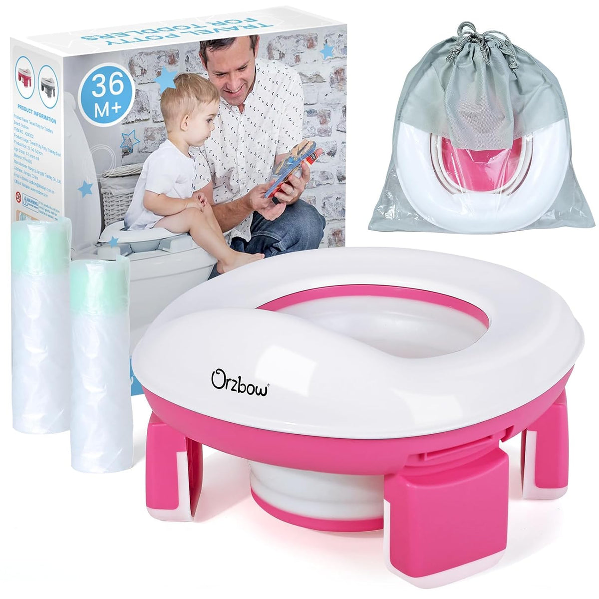Orzbow Portable Potty Training Chair for Toddler, Travel Emergency Toilet