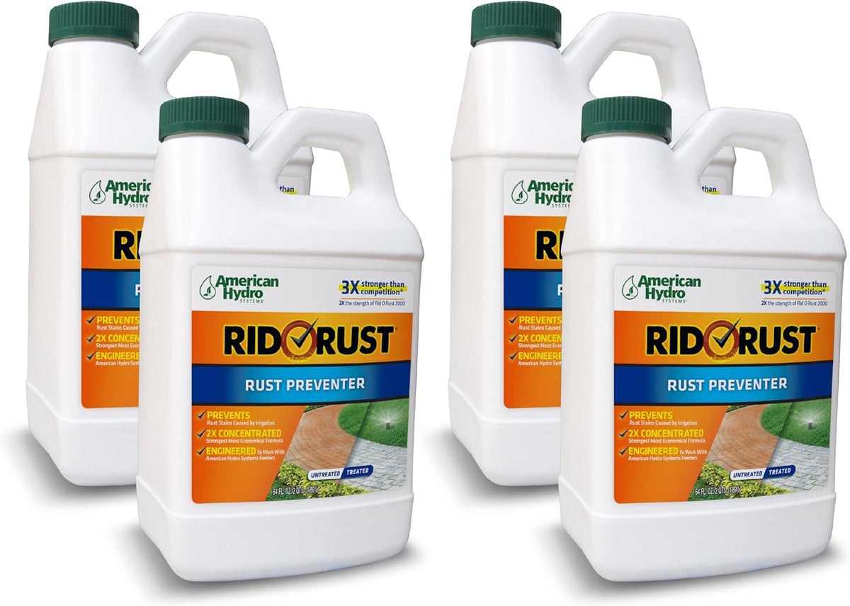 Rid-O-Rust Outdoor Rust Preventer, Concentrated Formula, Prevents Stains Caused by Irrigation, 64 Fluid Ounce Bottles (4 Pack)
