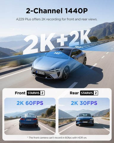 VIOFO A229 Plus Dash Cam Front and Rear, 2K Dual STARVIS 2 Sensors & HDR