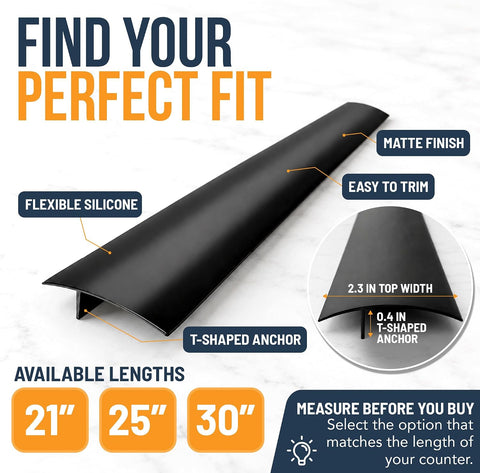 Linda’s Essentials Silicone Stove Gap Covers (2 Pack), Heat Resistant Oven Gap Filler Seals Spaces Between Stovetop and Counter, Easy to Clean Stove Side Guard (30 Inches, Black)
