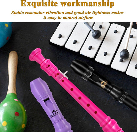 Eastrock 3 Pieces German Style Soprano Recorder Black for Beginners
