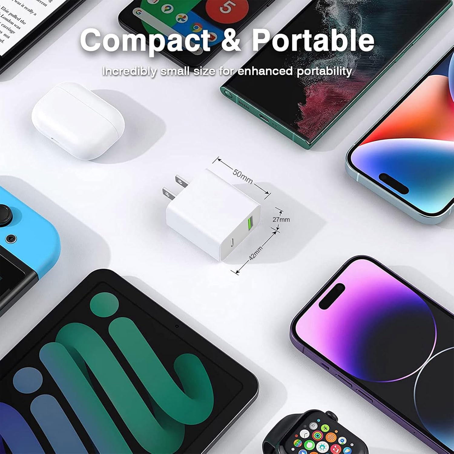 4 Pack USB C Charger Block,20W USB-C & USB-A Port Charger,for i Phone 17/16