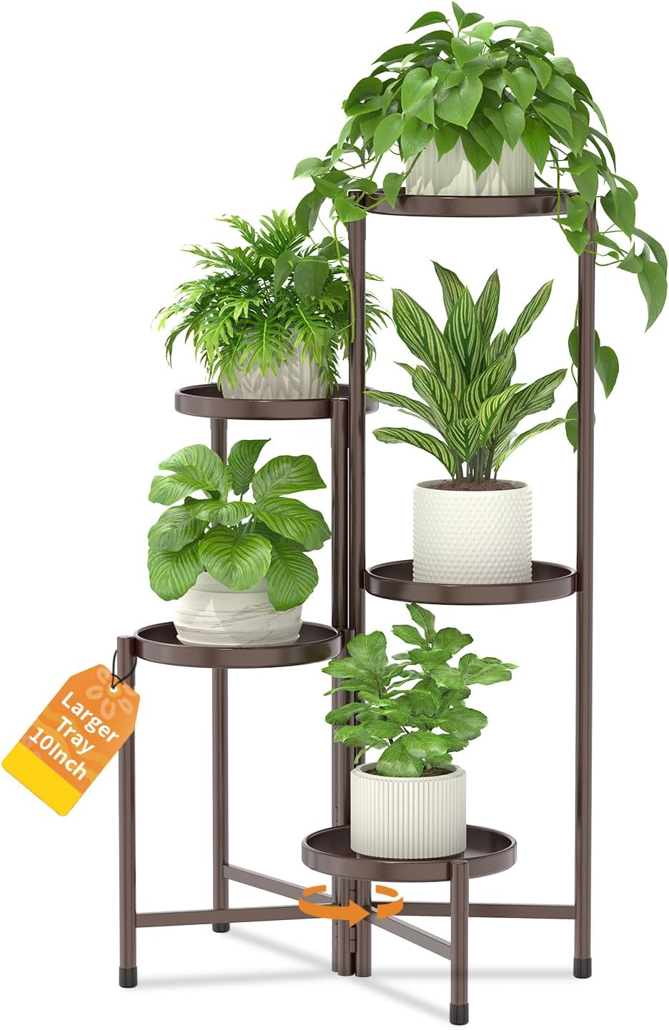 LASZOLA Plant Stand Indoor with 10 Inch Large Metal Tray, 5 Tier Bronze