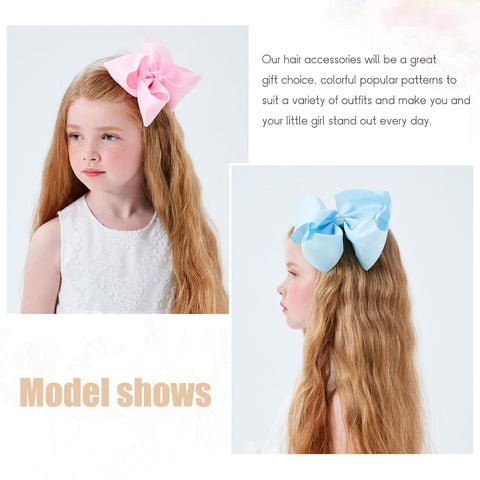 25PCS Big 6 Inch Hair Bows for Girls Grosgrain Ribbon Toddler Hair Accessories with Alligator Clips for Toddlers Baby Girls Kids Teens