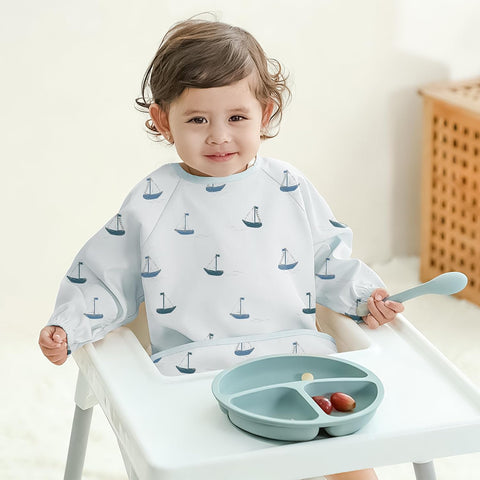 Susurration Baby Long Sleeve Bib Waterproof Sleeved Bib Smock for Baby