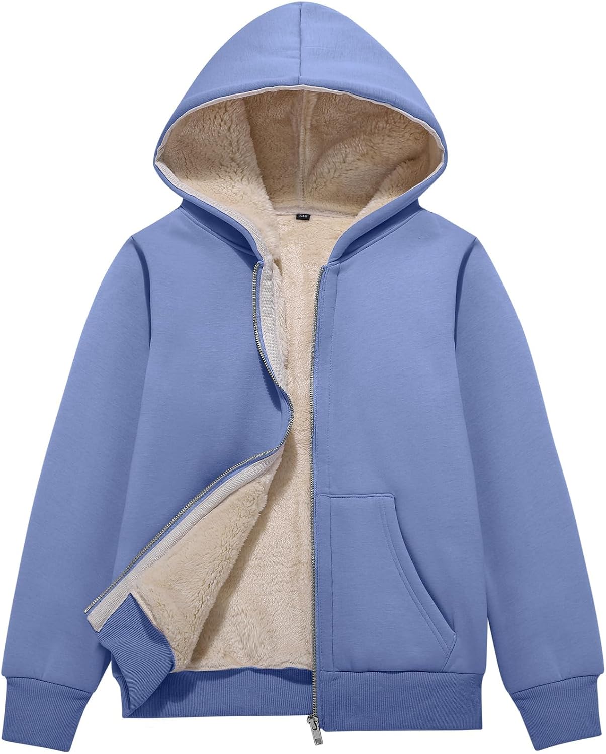Flygo Unisex Boys Girls Fleece Jacket Hoodie Sherpa Lined Zip Up Hooded Sweatshirt Kids Winter Jackets