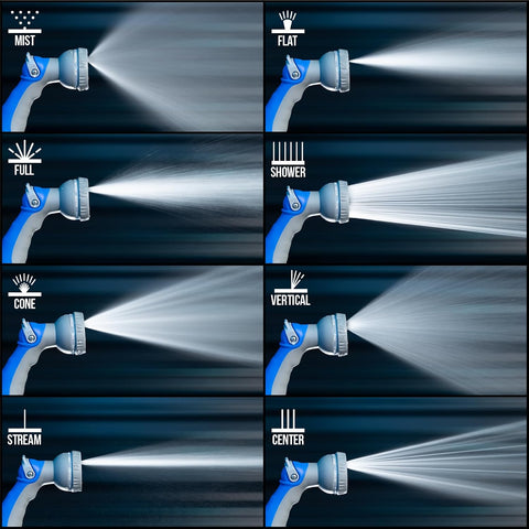 VIKING Hose Nozzle, 8 Spray Patterns, Thumb Control for Cars and Homes