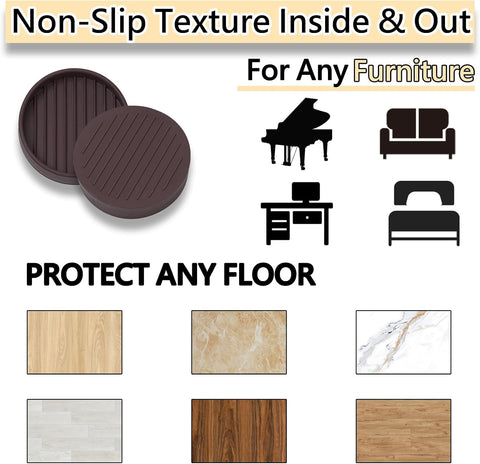 Jayen Rubber Furniture Caster Cups, Non-Slip Round Furniture Pads, 2"