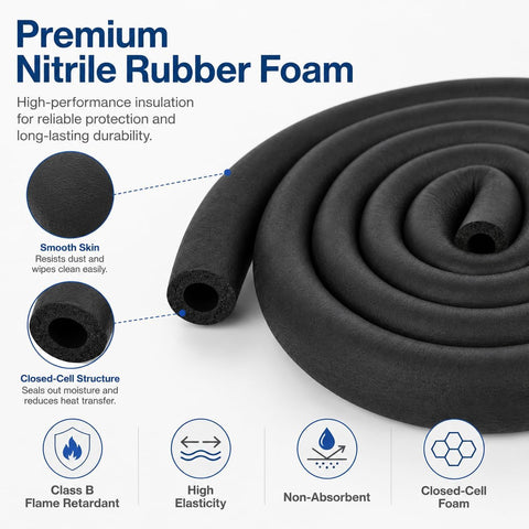 CARGEN 1/4" ID Foam Pipe Insulation Fits 1/4" OD Ice Maker Water Line