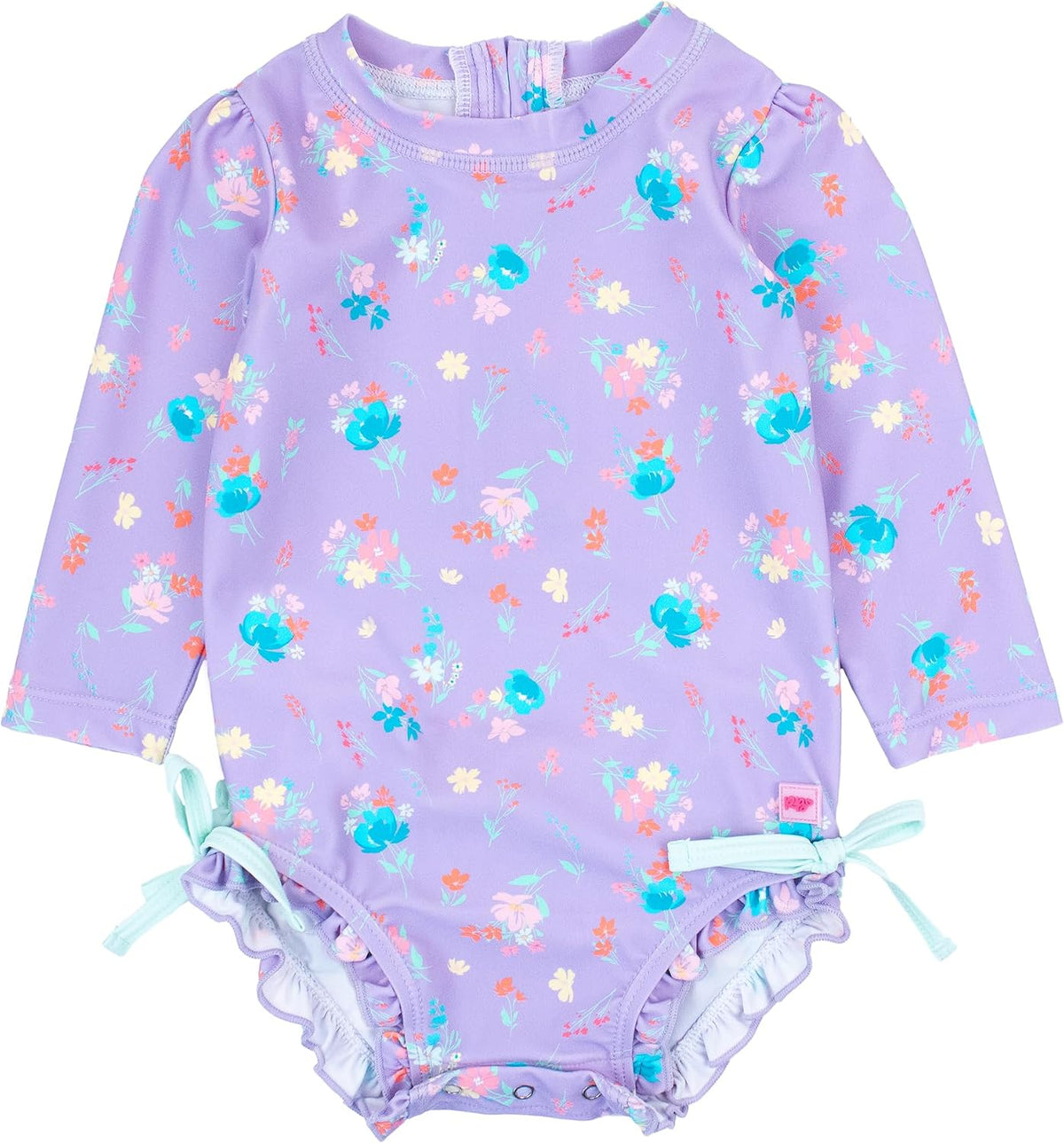 RuffleButts Baby Girls Novelty Baby One Piece - Rash Guard Swimsuit UPF 50+