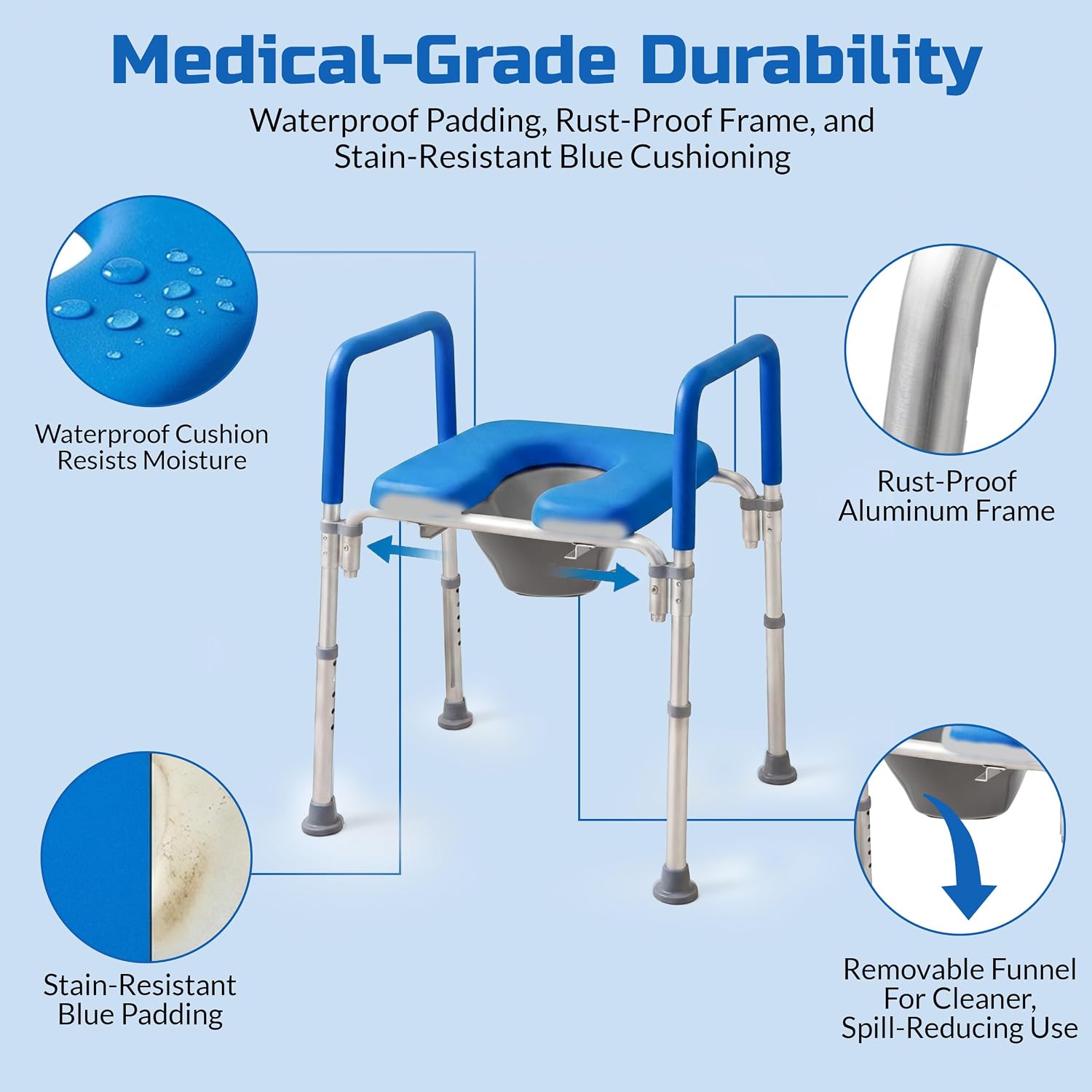 Ultimate Raised Toilet Seat with Handles, Padded, Armrests, Adjustable Height, Premium Elevated Toilet Seat for Elderly Bathroom Safety with Arms, Standard and Elongated Toilets