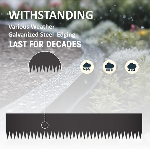 20ft. 6-Pack Galvanized Metal Edging for Landscaping - 40" L x 8" H Metal Landscape Edging with 6 Stakes, Hammer-in Steel Garden Border for Flower beds, Lawn & Yard (Black)