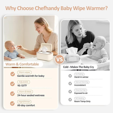 Chefhandy Baby Wipe Warmer, Surround Heating, 3 Heat Settings, Yellow