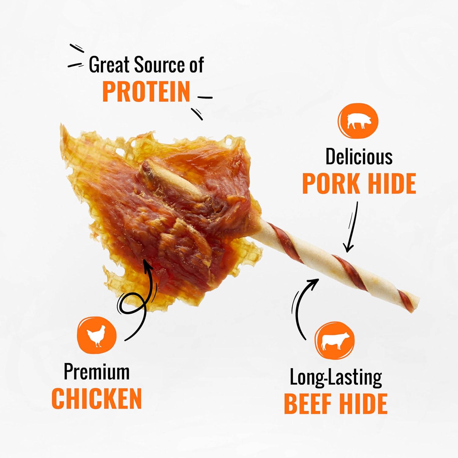 Good 'n' Fun Wings Long-Lasting Dog Treat Made With Real Protein, 12 oz