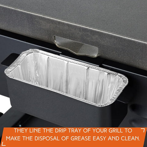 Findful 30-Pack Drip Pans Liners Compatible for Blackstone Griddle Accessories, Aluminum Foil Pan Disposable for 17" 22" 28" 36" Blackstone Griddle Drip Tray Holder Grill Rear Grease Catcher Cup