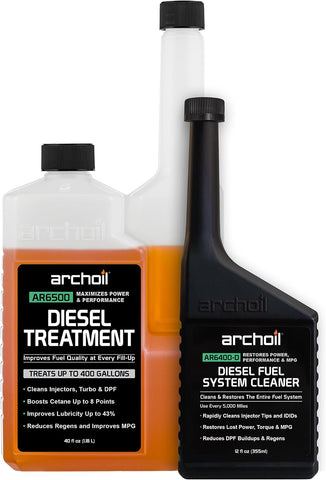 Archoil Diesel Fuel System Kit - AR6400-D (12 oz) + AR6500 (40 oz) - Complete Restoration For All Diesel Engines, Injector Cleaner, Lubricity Improver, DPF & Turbo Deposit Control, Cetane Booster