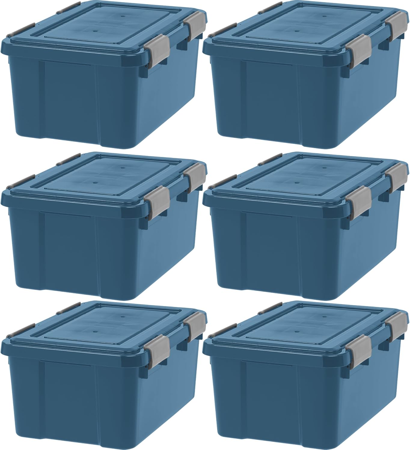 IRIS USA 6-Pack 19 Qt Storage Bins with Gasket Lids, Navy