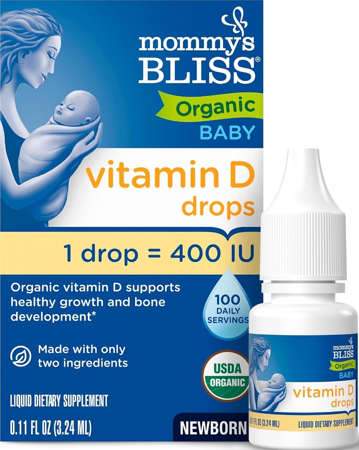 Mommy's Bliss Organic Baby Vitamin D Drops, No Artificial Color, 0.11 Fl Oz