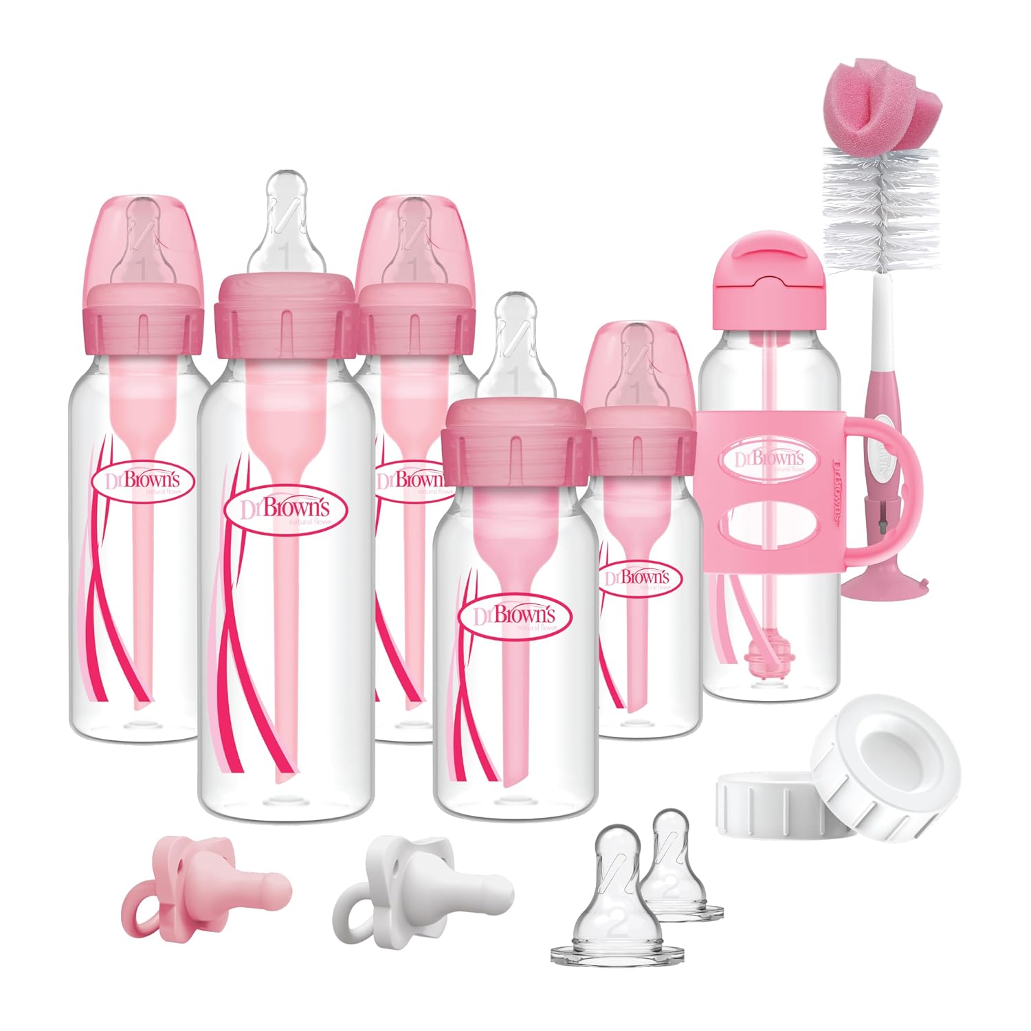 Dr. Brown's Anti-Colic Options+ Narrow and Sippy Straw Bottle Gift Set, 0m+