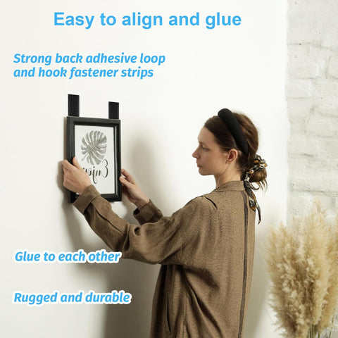 32 Sets 1x4 Inch Hook and Loop Strips with Adhesive Heavy Duty Tape, Black