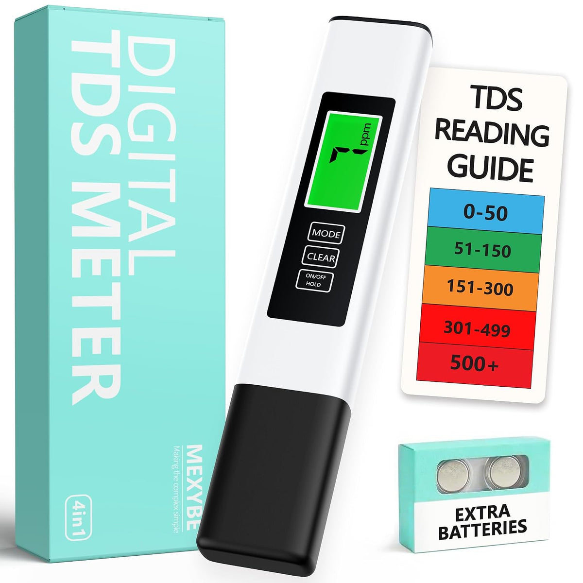 2026 All-New 4 in 1 Tds Meter Digital Water Tester - Accurate and Reliable TDS EC & Temp(°C,°F) Meter - 0-9999ppm - Professional Testing for Drinking Water, RO/DI System, Aquariums etc