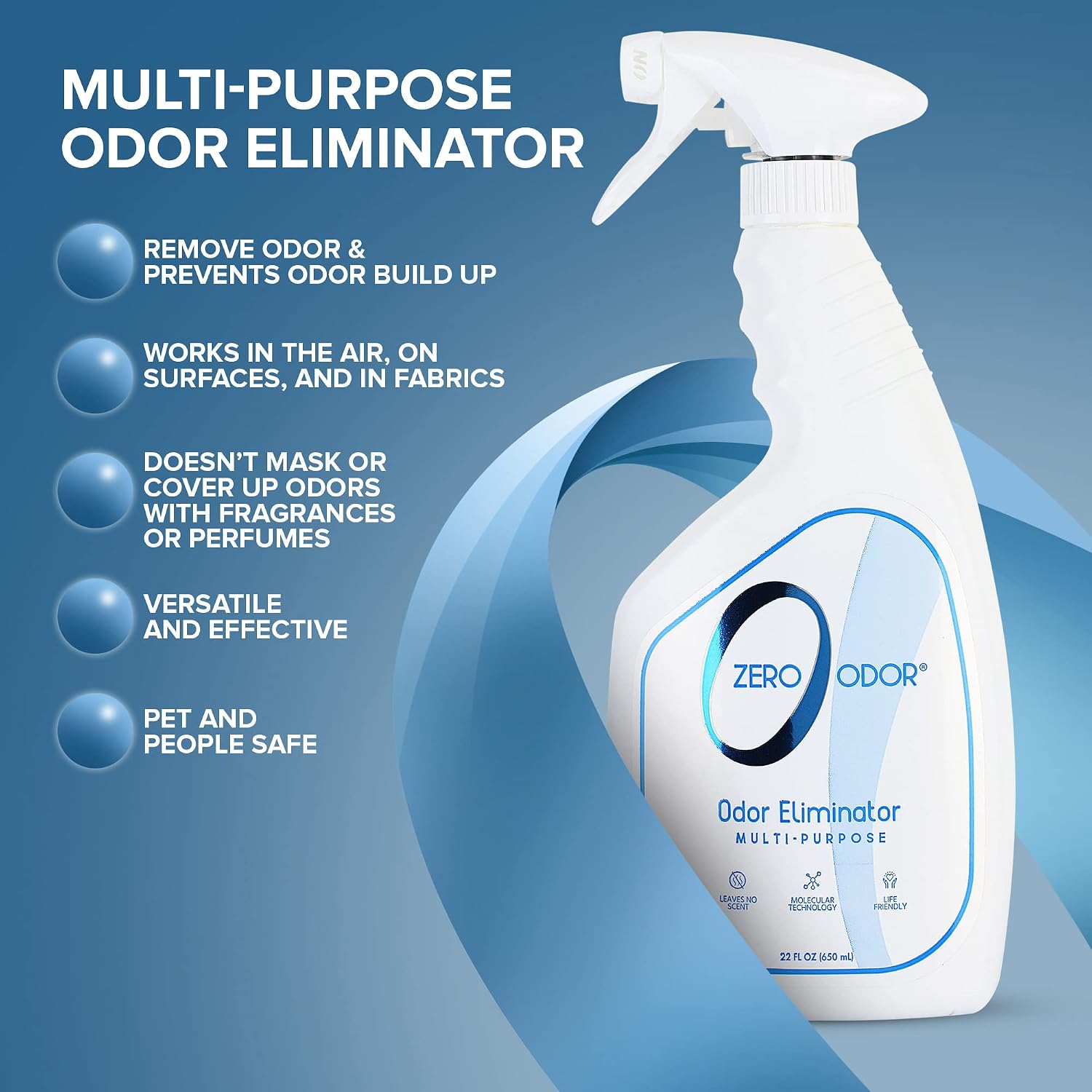 Zero Odor Multi-Purpose Odor Eliminator, Fabric & Room Deodorizer, 22 oz