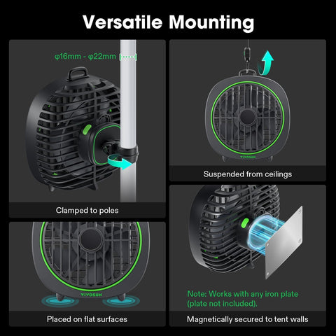 VIVOSUN AeroWave D4 Grow Tent Clip Fan with Detachable Hook, 4" Fan, 1-Pack