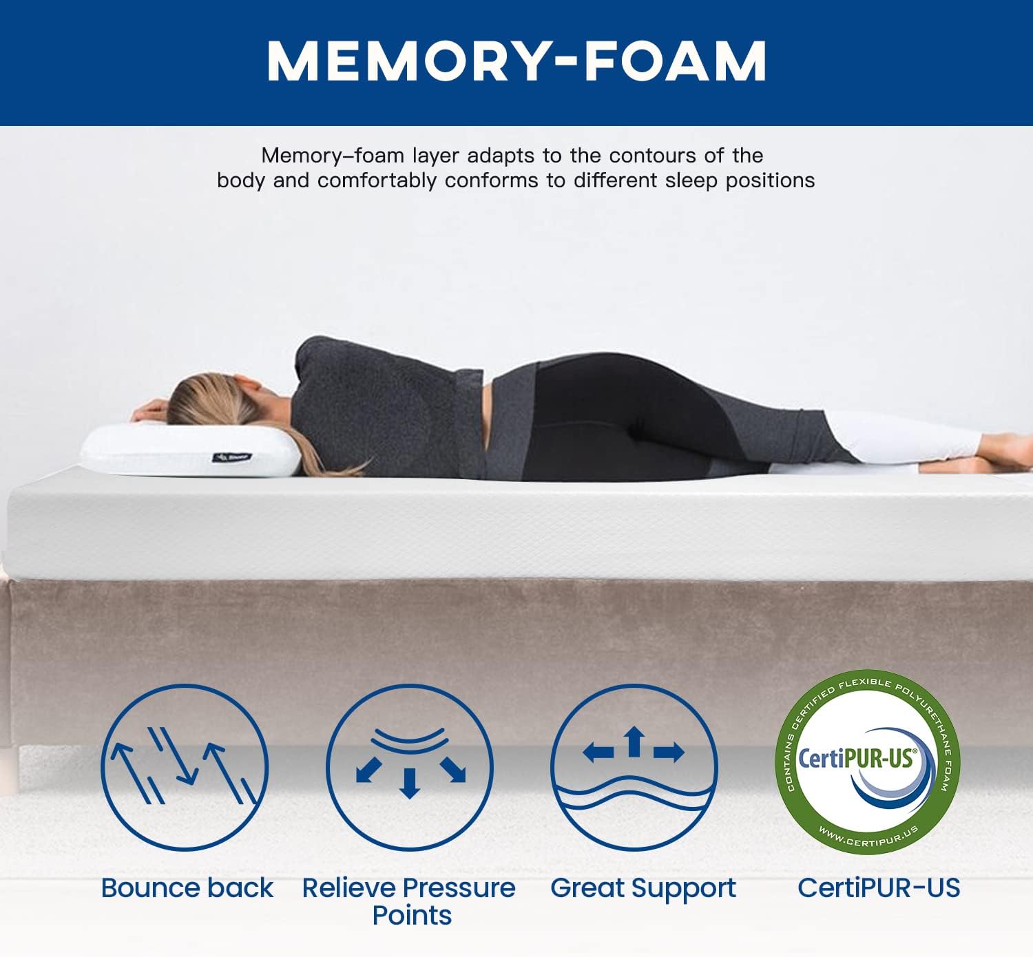FDW | 6 Inch Queen Mattress | Medium Firm | Gel Memory Foam | White