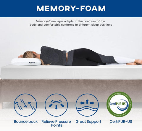 FDW | 6 Inch Queen Mattress | Medium Firm | Gel Memory Foam | White