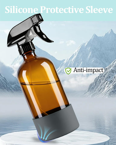 2 Pack 360° Glass Spray Bottles for Cleaning, Hair and Plants Black&Grey