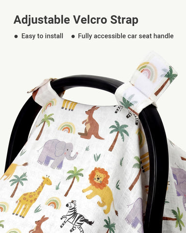 Rquite Car Seat Cover Baby Boy, 100% Cotton Muslin Infant Carseat Canopy