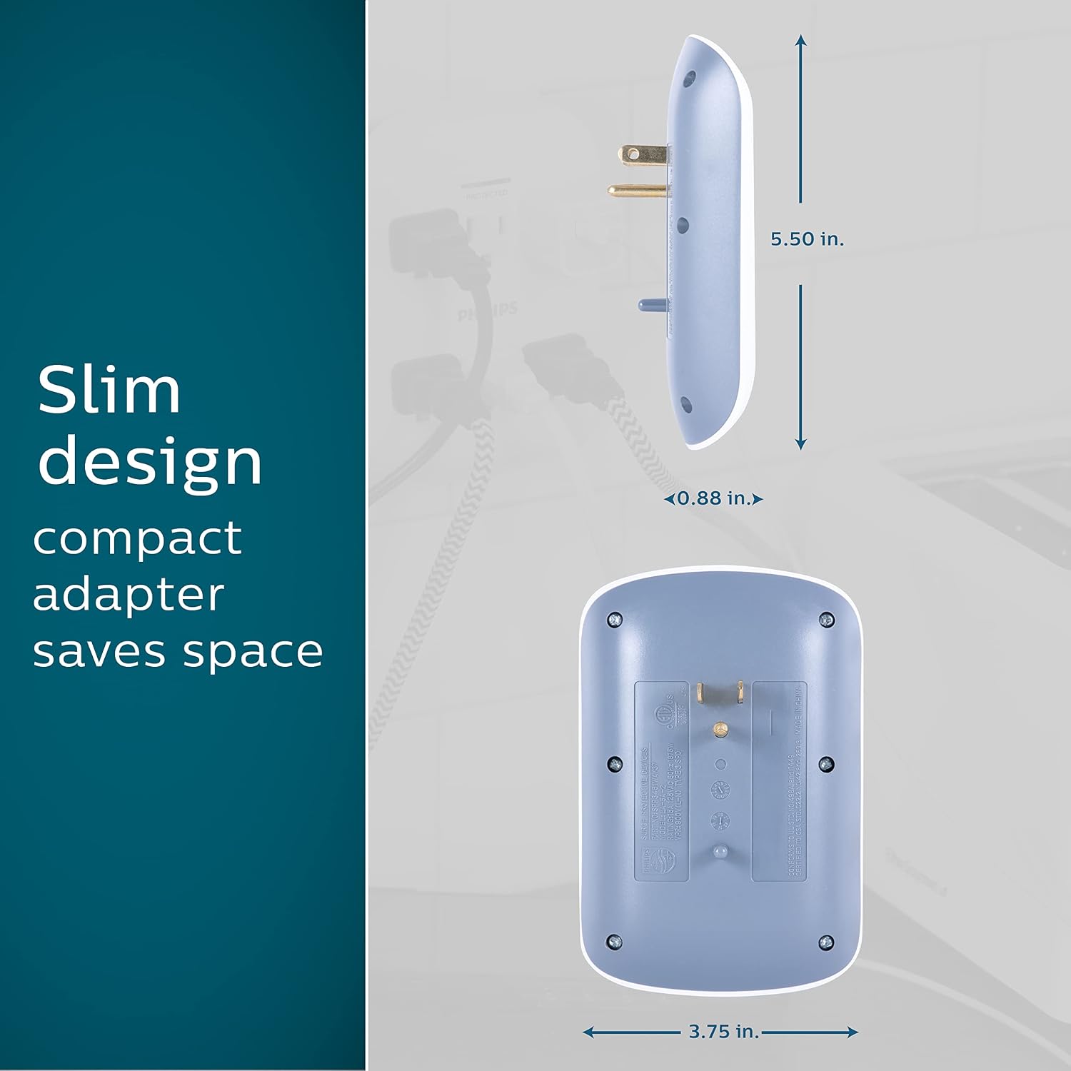 Philips 6-Outlet Extender Surge Protector, 2 Pack, Wall Tap, 900 Joules