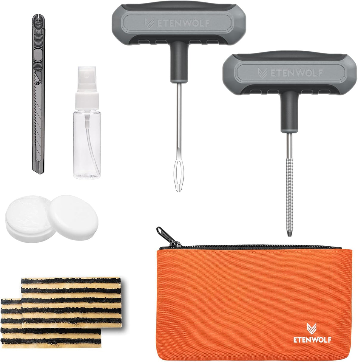 ETENWOLF Flat Tire Repair Kit with Plugs 16 Pcs, Heavy Duty Tire Plug Kit
