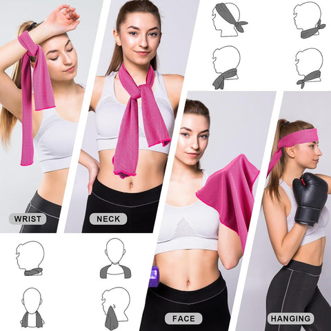 4 Pack Cooling Towel (40"x12"), Soft Breathable Chilly Towel, Ice Towel