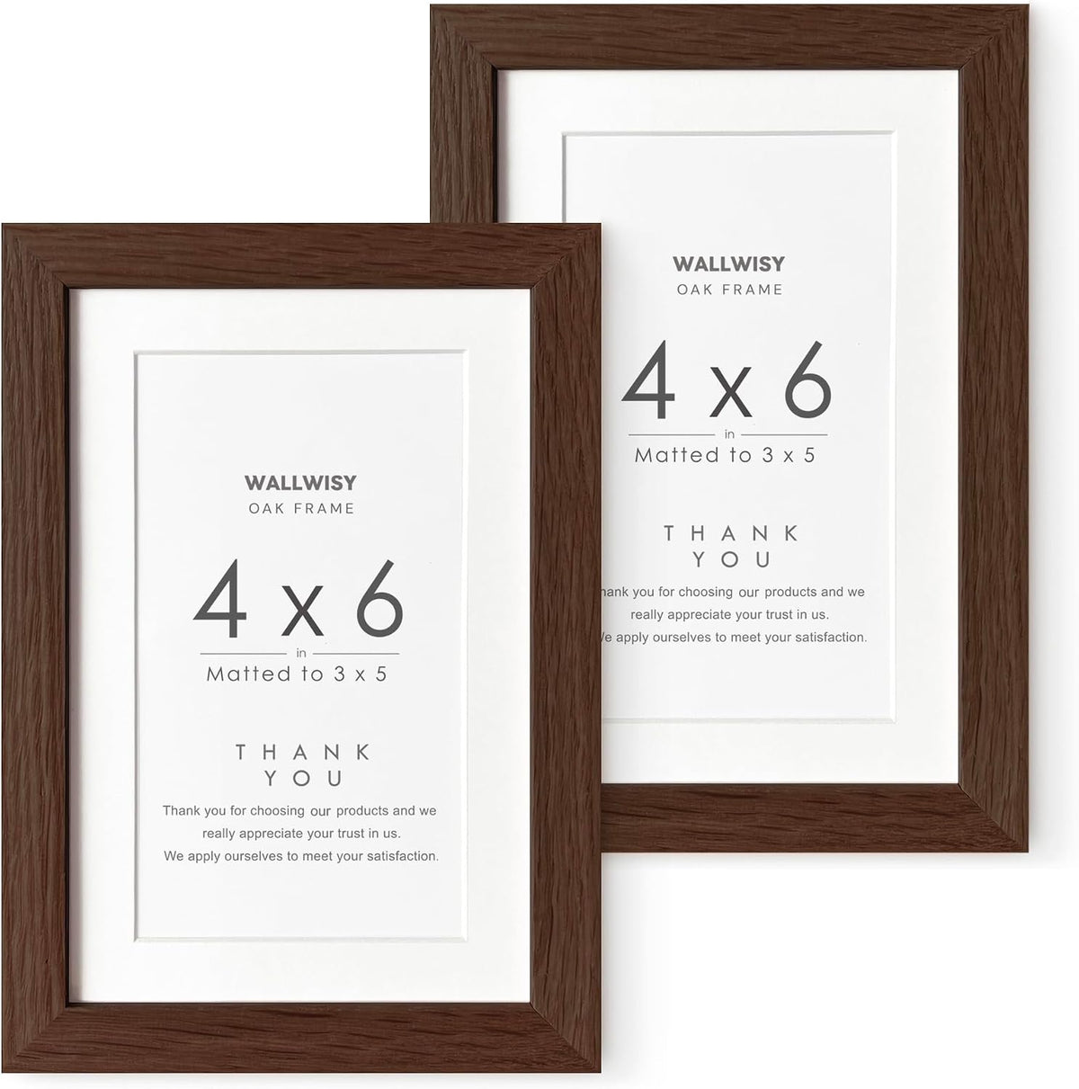 4x6 Picture Frame, Solid Oak Wood 4x6 Picture Frames with Mat to 3x5