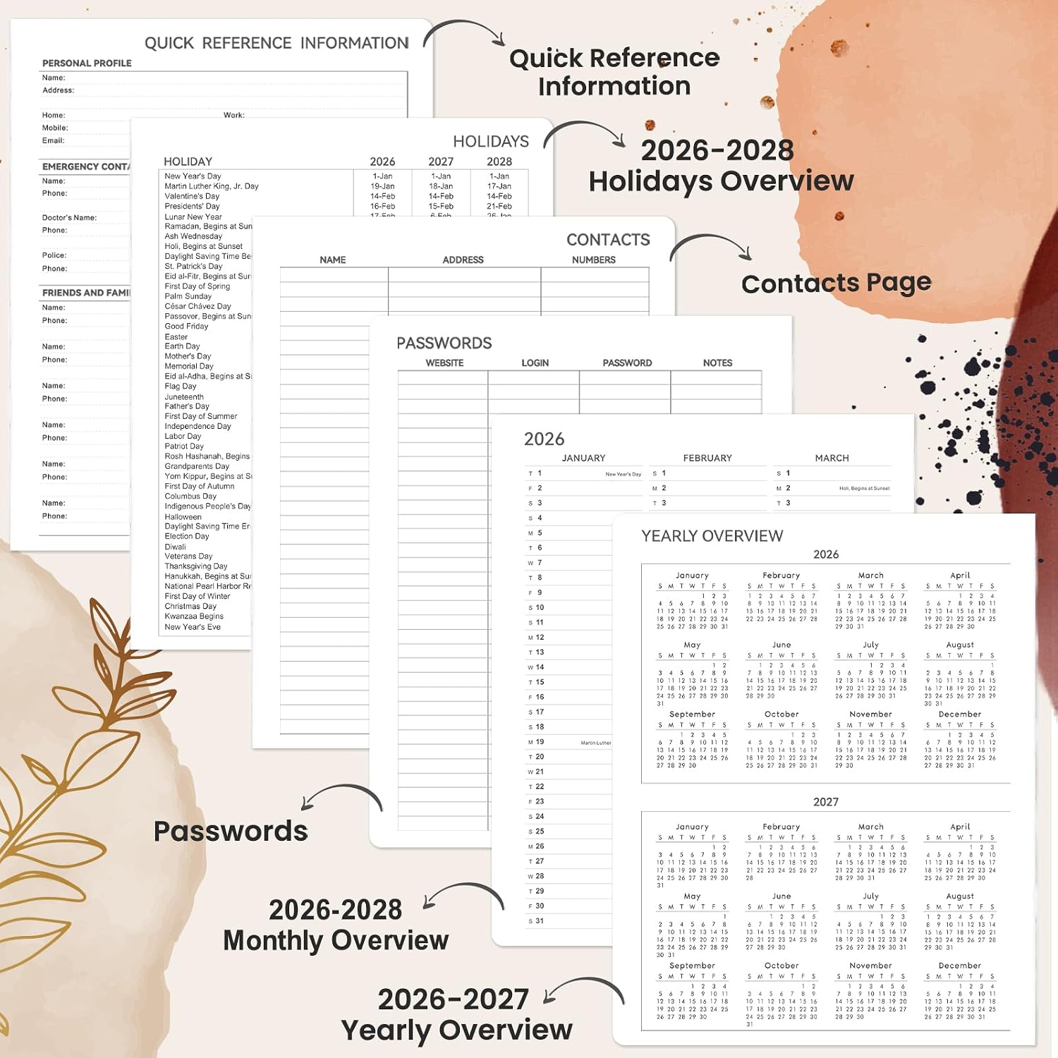 2026-2028 Monthly Planner - Jul. 2026 - Jun. 2028, Large 11'' x 8.5''