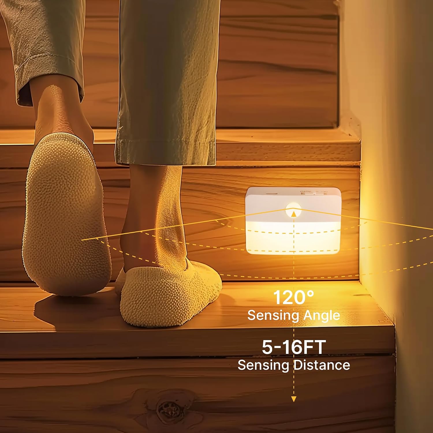 8 Pack Rechargeable Stair Lights for Indoor, Motion Sensor Night Lights