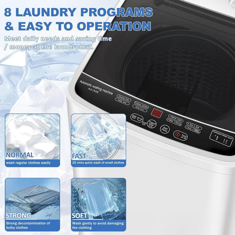 Erivess 1.9 Cu Ft Compact Portable Washing Machine, 8 Programs, for Homes