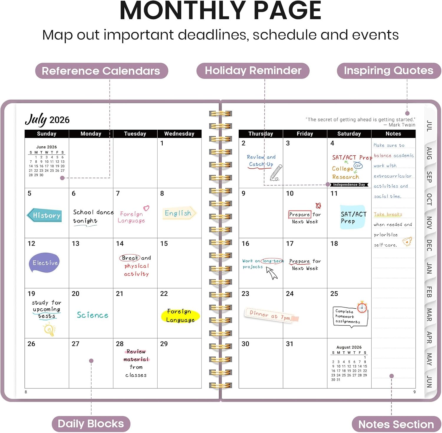 Taja Planner 2026-2027, Jul 2026-Jun 2027 Monthly & Weekly Calendar Book