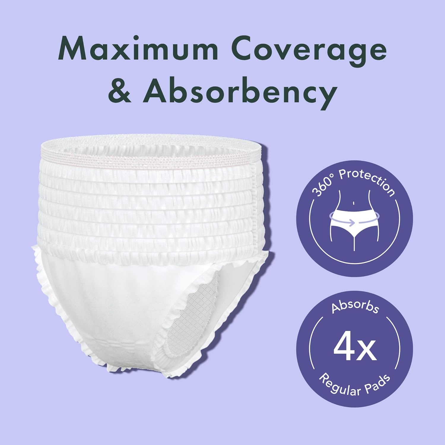 Rael Disposable Period Underwear, Organic Cotton Cover (Size S-M, 12 Ct)