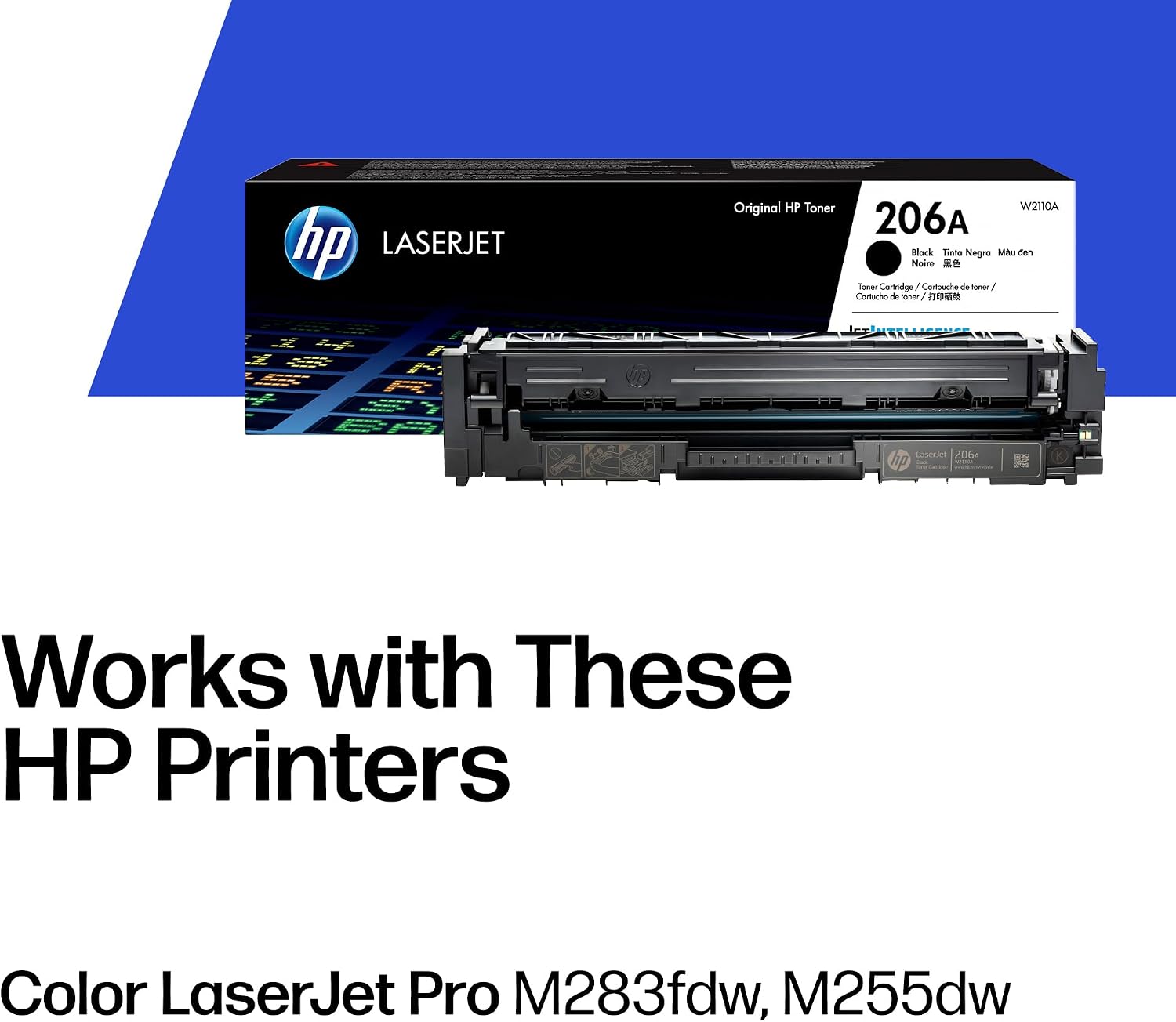 HP 206A Black Toner Cartridge | Works with Color LaserJet Pro M255, MFP M282, M283 Series | W2110A