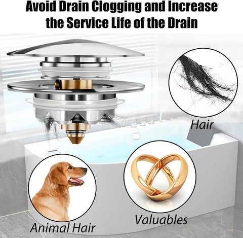 Anlige Bathtub Drain Stopper,Pop Up Tub Stopper and Cover with Hair Catcher