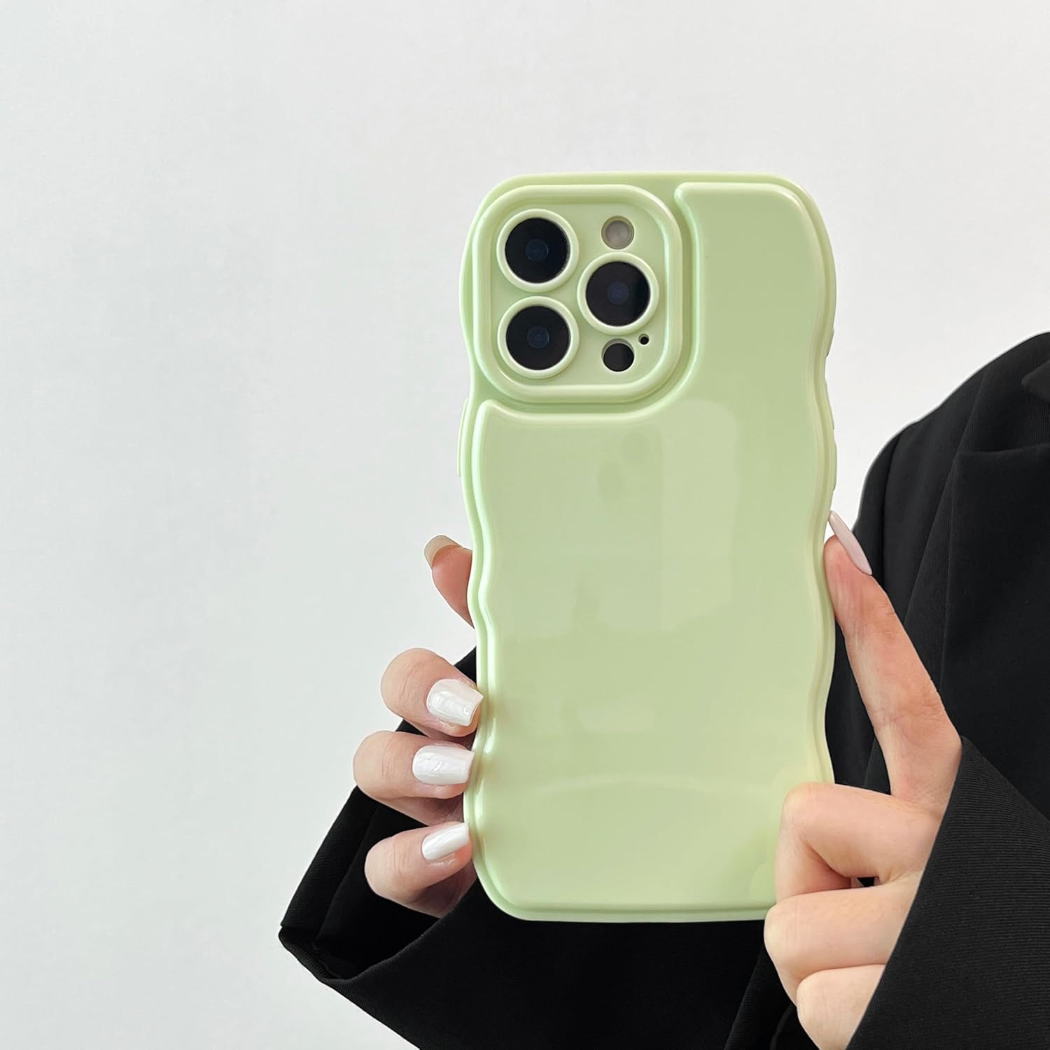 FABSPARK for iPhone 16 Pro Max Case, Soft Wave Wavy Frame,Light Green