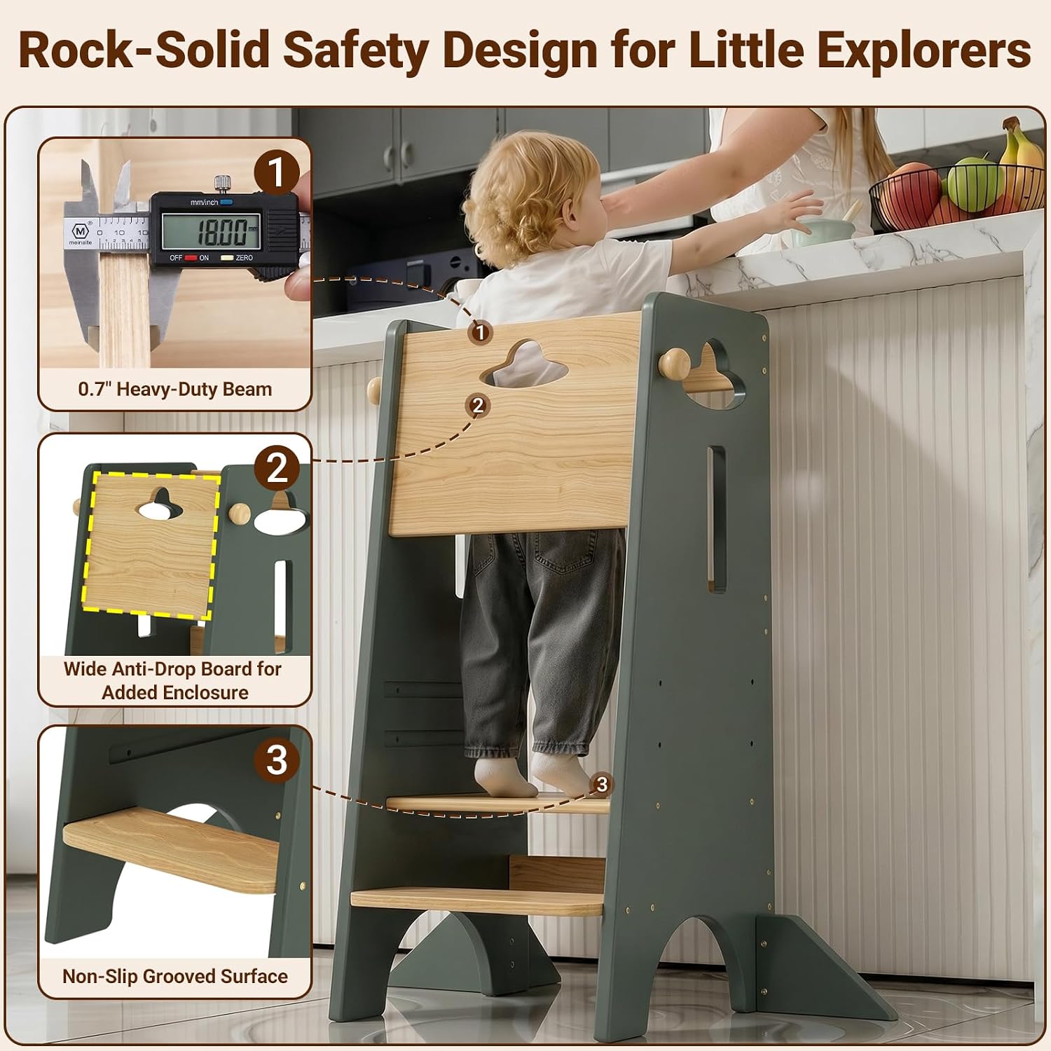 COSYLAND Toddler Tower Toddler Standing Kitchen Stool Adjustable