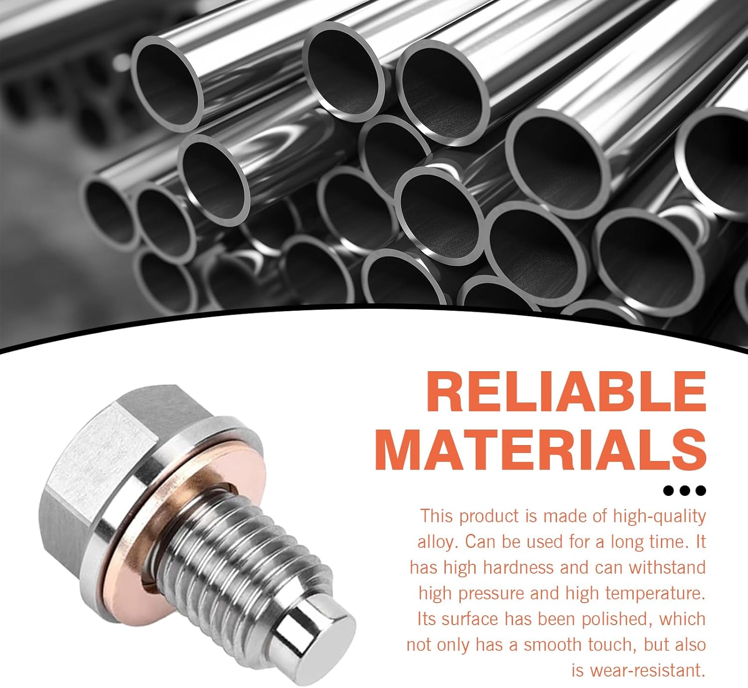M12 x 1.25 Magnetic Oil Drain Plug, Magnetic Stainless Steel Oil Pan Drain Nut Bolt with 5 PCS Copper Crush Washer Anti Leakage, Universal Leak-proof Replacement,Fits Most Cars, Motorcycles, Boats
